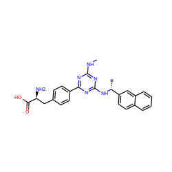 CNc1nc(N[C@H](C)c2ccc3ccccc3c2)nc(-c2ccc(C[C@H](N)C(=O)O)cc2)n1 ZINC000045317280