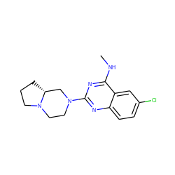 CNc1nc(N2CCN3CCC[C@@H]3C2)nc2ccc(Cl)cc12 ZINC000040393616
