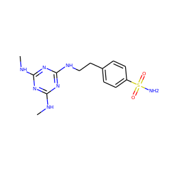 CNc1nc(NC)nc(NCCc2ccc(S(N)(=O)=O)cc2)n1 ZINC000028386791