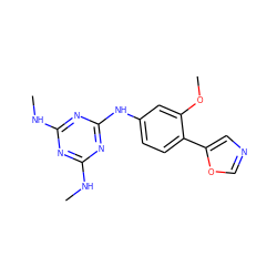 CNc1nc(NC)nc(Nc2ccc(-c3cnco3)c(OC)c2)n1 ZINC000026263092
