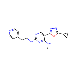 CNc1nc(NCCc2ccncc2)ncc1-c1nnc(C2CC2)o1 ZINC000040893391