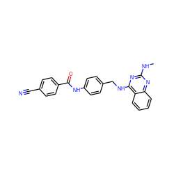 CNc1nc(NCc2ccc(NC(=O)c3ccc(C#N)cc3)cc2)c2ccccc2n1 ZINC000045300606