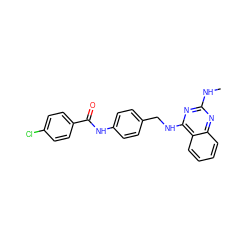 CNc1nc(NCc2ccc(NC(=O)c3ccc(Cl)cc3)cc2)c2ccccc2n1 ZINC000045283645