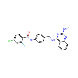 CNc1nc(NCc2ccc(NC(=O)c3ccc(Cl)cc3F)cc2)c2ccccc2n1 ZINC000142022245