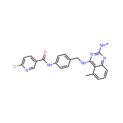 CNc1nc(NCc2ccc(NC(=O)c3ccc(Cl)nc3)cc2)c2c(C)cccc2n1 ZINC000045258667