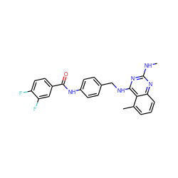 CNc1nc(NCc2ccc(NC(=O)c3ccc(F)c(F)c3)cc2)c2c(C)cccc2n1 ZINC000146008670