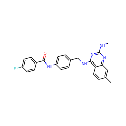 CNc1nc(NCc2ccc(NC(=O)c3ccc(F)cc3)cc2)c2ccc(C)cc2n1 ZINC000045321173