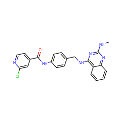 CNc1nc(NCc2ccc(NC(=O)c3ccnc(Cl)c3)cc2)c2ccccc2n1 ZINC000045255566