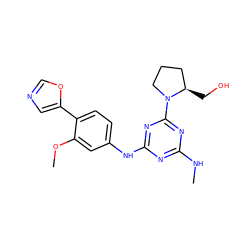 CNc1nc(Nc2ccc(-c3cnco3)c(OC)c2)nc(N2CCC[C@H]2CO)n1 ZINC000013445196