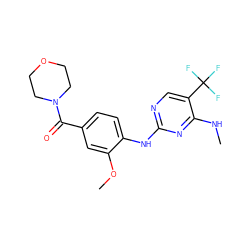 CNc1nc(Nc2ccc(C(=O)N3CCOCC3)cc2OC)ncc1C(F)(F)F ZINC000095555952