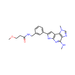 CNc1nc2[nH]c(-c3cccc(CNC(=O)CCOC)c3)cc2c2c1ncn2C ZINC000043077094