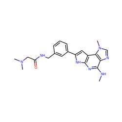 CNc1nc2[nH]c(-c3cccc(CNC(=O)CN(C)C)c3)cc2c2c1ncn2C ZINC000043013468