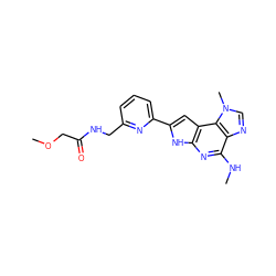 CNc1nc2[nH]c(-c3cccc(CNC(=O)COC)n3)cc2c2c1ncn2C ZINC000043199714