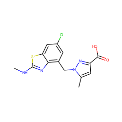 CNc1nc2c(Cn3nc(C(=O)O)cc3C)cc(Cl)cc2s1 ZINC001772583261