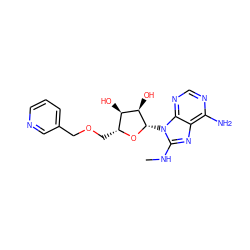 CNc1nc2c(N)ncnc2n1[C@@H]1O[C@H](COCc2cccnc2)[C@@H](O)[C@H]1O ZINC000071295918