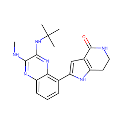 CNc1nc2cccc(-c3cc4c([nH]3)CCNC4=O)c2nc1NC(C)(C)C ZINC000206084568