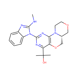 CNc1nc2ccccc2n1-c1nc2c(c(C(C)(C)O)n1)OC[C@H]1COCCN21 ZINC000218232237