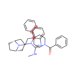 CNc1nc2ccccc2n1C1C[C@@H]2CC[C@H](C1)N2CCC1(c2ccccc2)CCN(C(=O)c2ccccc2)CC1 ZINC000071281441