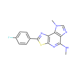 CNc1nc2sc(-c3ccc(F)cc3)nc2c2c1ncn2C ZINC000042964846