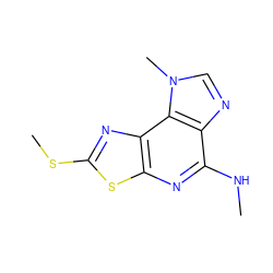 CNc1nc2sc(SC)nc2c2c1ncn2C ZINC000034563254