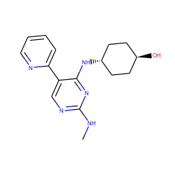 CNc1ncc(-c2ccccn2)c(N[C@H]2CC[C@H](O)CC2)n1 ZINC000261122803