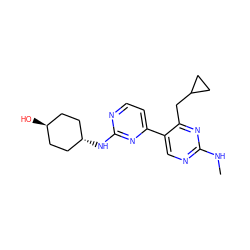 CNc1ncc(-c2ccnc(N[C@H]3CC[C@H](O)CC3)n2)c(CC2CC2)n1 ZINC000653740452