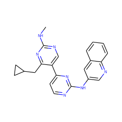 CNc1ncc(-c2ccnc(Nc3cnc4ccccc4c3)n2)c(CC2CC2)n1 ZINC000200573112