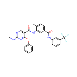 CNc1ncc(C(=O)Nc2cc(C(=O)Nc3cccc(C(F)(F)F)c3)ccc2C)c(Oc2ccccc2)n1 ZINC000029127960