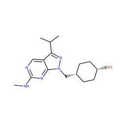 CNc1ncc2c(C(C)C)nn(C[C@H]3CC[C@@H](O)CC3)c2n1 ZINC000144263763