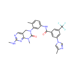 CNc1ncc2c(n1)N(C)C(=O)N(c1cc(NC(=O)c3cc(-n4cnc(C)c4)cc(C(F)(F)F)c3)ccc1C)C2 ZINC000049872201