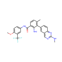 CNc1ncc2cc(-c3c(C)ccc(C(=O)Nc4ccc(OC)c(C(F)(F)F)c4)c3N)ccc2n1 ZINC000223062923