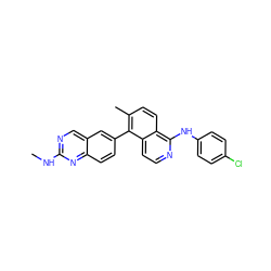 CNc1ncc2cc(-c3c(C)ccc4c(Nc5ccc(Cl)cc5)nccc34)ccc2n1 ZINC000045291349