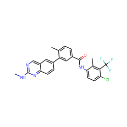 CNc1ncc2cc(-c3cc(C(=O)Nc4ccc(Cl)c(C(F)(F)F)c4C)ccc3C)ccc2n1 ZINC000035049809