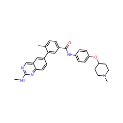 CNc1ncc2cc(-c3cc(C(=O)Nc4ccc(OC5CCN(C)CC5)cc4)ccc3C)ccc2n1 ZINC000035049807