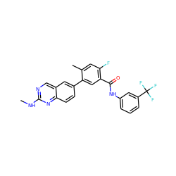 CNc1ncc2cc(-c3cc(C(=O)Nc4cccc(C(F)(F)F)c4)c(F)cc3C)ccc2n1 ZINC000035049812