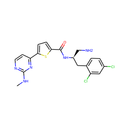 CNc1nccc(-c2ccc(C(=O)N[C@@H](CN)Cc3ccc(Cl)cc3Cl)s2)n1 ZINC000016052680