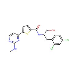 CNc1nccc(-c2ccc(C(=O)N[C@H](CO)Cc3ccc(Cl)cc3Cl)s2)n1 ZINC000034661869