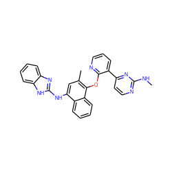 CNc1nccc(-c2cccnc2Oc2c(C)cc(Nc3nc4ccccc4[nH]3)c3ccccc23)n1 ZINC000039115026