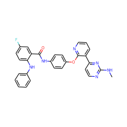 CNc1nccc(-c2cccnc2Oc2ccc(NC(=O)c3cc(F)ccc3Nc3ccccc3)cc2)n1 ZINC000064564576