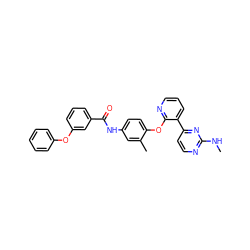 CNc1nccc(-c2cccnc2Oc2ccc(NC(=O)c3cccc(Oc4ccccc4)c3)cc2C)n1 ZINC000064564400