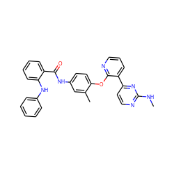 CNc1nccc(-c2cccnc2Oc2ccc(NC(=O)c3ccccc3Nc3ccccc3)cc2C)n1 ZINC000064574037