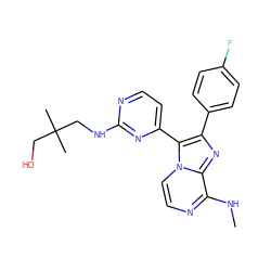 CNc1nccn2c(-c3ccnc(NCC(C)(C)CO)n3)c(-c3ccc(F)cc3)nc12 ZINC000063540203