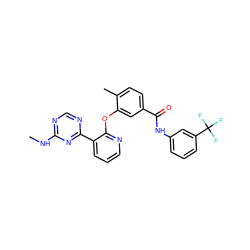 CNc1ncnc(-c2cccnc2Oc2cc(C(=O)Nc3cccc(C(F)(F)F)c3)ccc2C)n1 ZINC000014957294