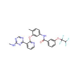 CNc1ncnc(-c2cccnc2Oc2cc(NC(=O)c3cccc(OC(F)(F)C(F)F)c3)ccc2C)n1 ZINC000028896926