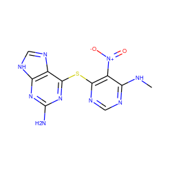 CNc1ncnc(Sc2nc(N)nc3[nH]cnc23)c1[N+](=O)[O-] ZINC000008565029