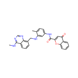 CNc1ncnc2c(CNc3cc(NC(=O)c4cc(=O)c5ccccc5o4)ccc3C)cccc12 ZINC000064541085