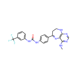 CNc1ncnc2c1N=C(c1ccc(NC(=O)Nc3cccc(C(F)(F)F)c3)cc1)CCN2 ZINC000063298385