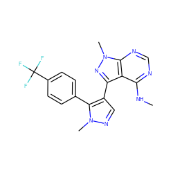 CNc1ncnc2c1c(-c1cnn(C)c1-c1ccc(C(F)(F)F)cc1)nn2C ZINC000169685305