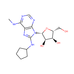 CNc1ncnc2c1nc(NC1CCCC1)n2[C@@H]1O[C@H](CO)[C@@H](O)[C@H]1O ZINC000001653414