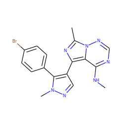 CNc1ncnn2c(C)nc(-c3cnn(C)c3-c3ccc(Br)cc3)c12 ZINC000169697398